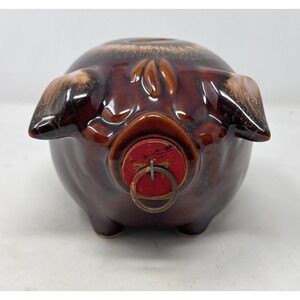 VTG MCM Hull Pottery Corky Pig piggy bank Yellow Gold Cork and Ring 1957